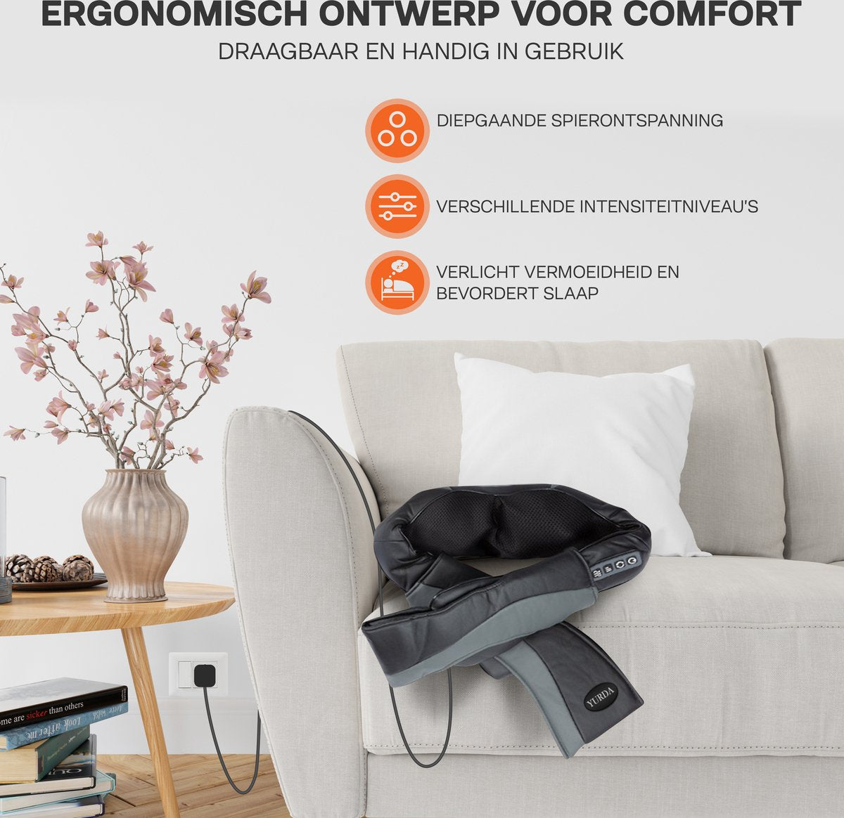 YURDA - Draadloze Shiatsu Massagekussen - Nekmassage - Nek en Schouder - Infrarood - Zwart YURDA