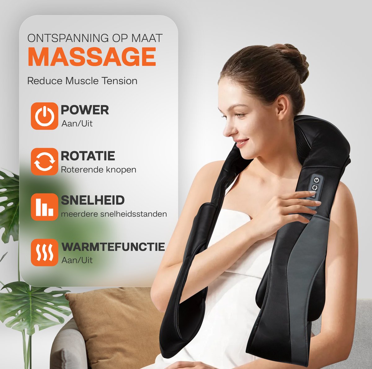 YURDA - Draadloze Shiatsu Massagekussen - Nekmassage - Nek en Schouder - Infrarood - Zwart YURDA