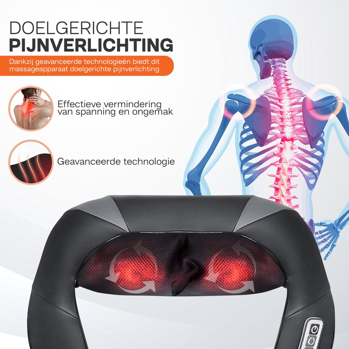 YURDA - Draadloze Shiatsu Massagekussen - Nekmassage - Nek en Schouder - Infrarood - Zwart YURDA