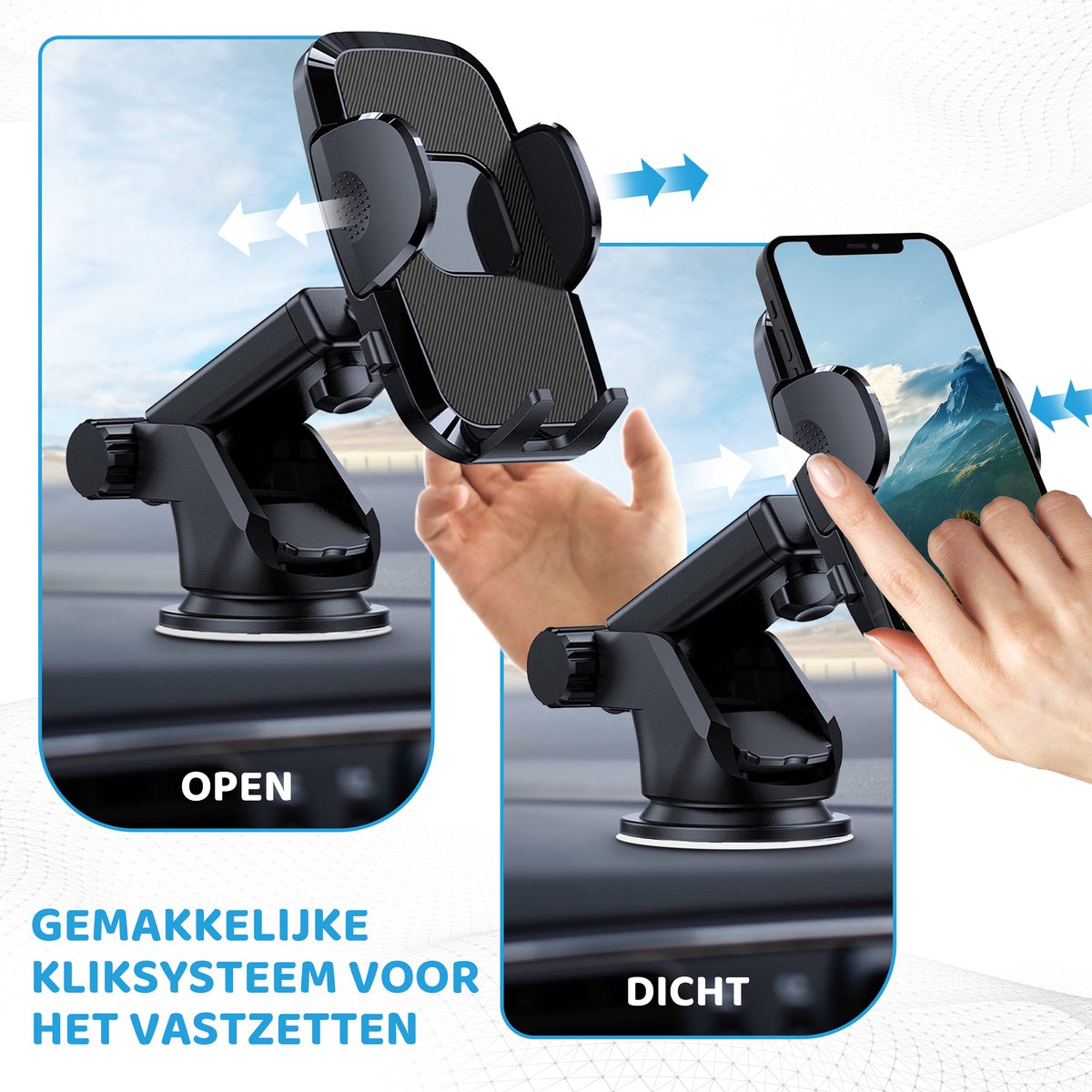 YURDA Telefoonhouders auto - 3in1 Telefoonhouder Met Zuignap - Universeel - Verstelbaar - Mobiel / GSM houder - Zwart YURDA