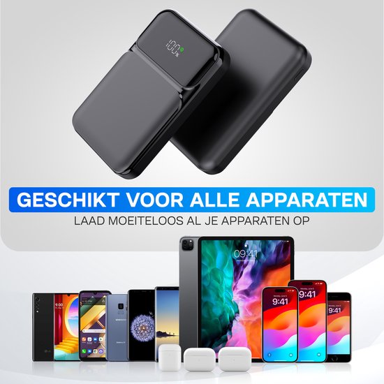 🔋 Yurda Powerbank 10.000 mAh – Ultra Snelladen 22,5W ⚡ | Type-C & Micro Ingangen | Type-C & USB Uitgangen | LED Display YURDA