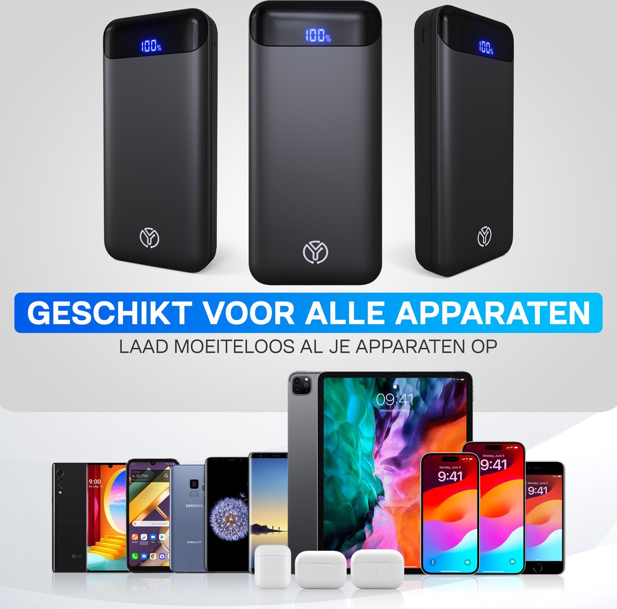 🔋 Yurda Powerbank 20.000 mAh – Ultra Snelladen 22,5W ⚡ | Type-C & Micro Ingangen | Type-C & USB Uitgangen | LED Display YURDA