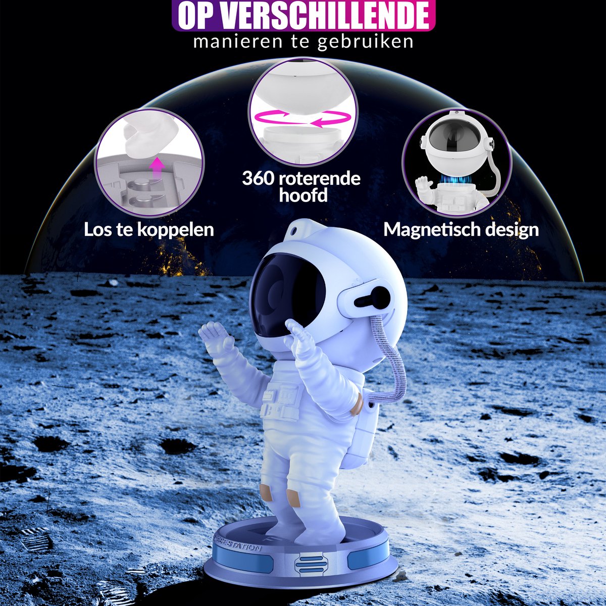✨ Originele Yurda Astronaut Projector – Creëer Uw Eigen Magische Sterrenhemel 🌌 | 360° Draaibare Galaxy Lamp met Verstelbare Kleuren 🌠 YURDA