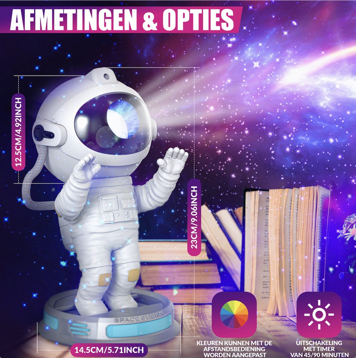 ✨ Originele Yurda Astronaut Projector – Creëer Uw Eigen Magische Sterrenhemel 🌌 | 360° Draaibare Galaxy Lamp met Verstelbare Kleuren 🌠 YURDA