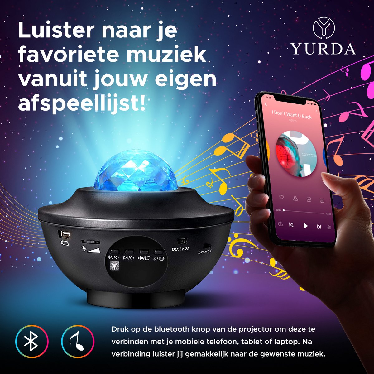Originele Yurda Sterren Projector – Creëer Uw Eigen Magische Sterrenhemel 🌌 | Sfeerverlichting voor Slaapkamer & Kinderen! YURDA