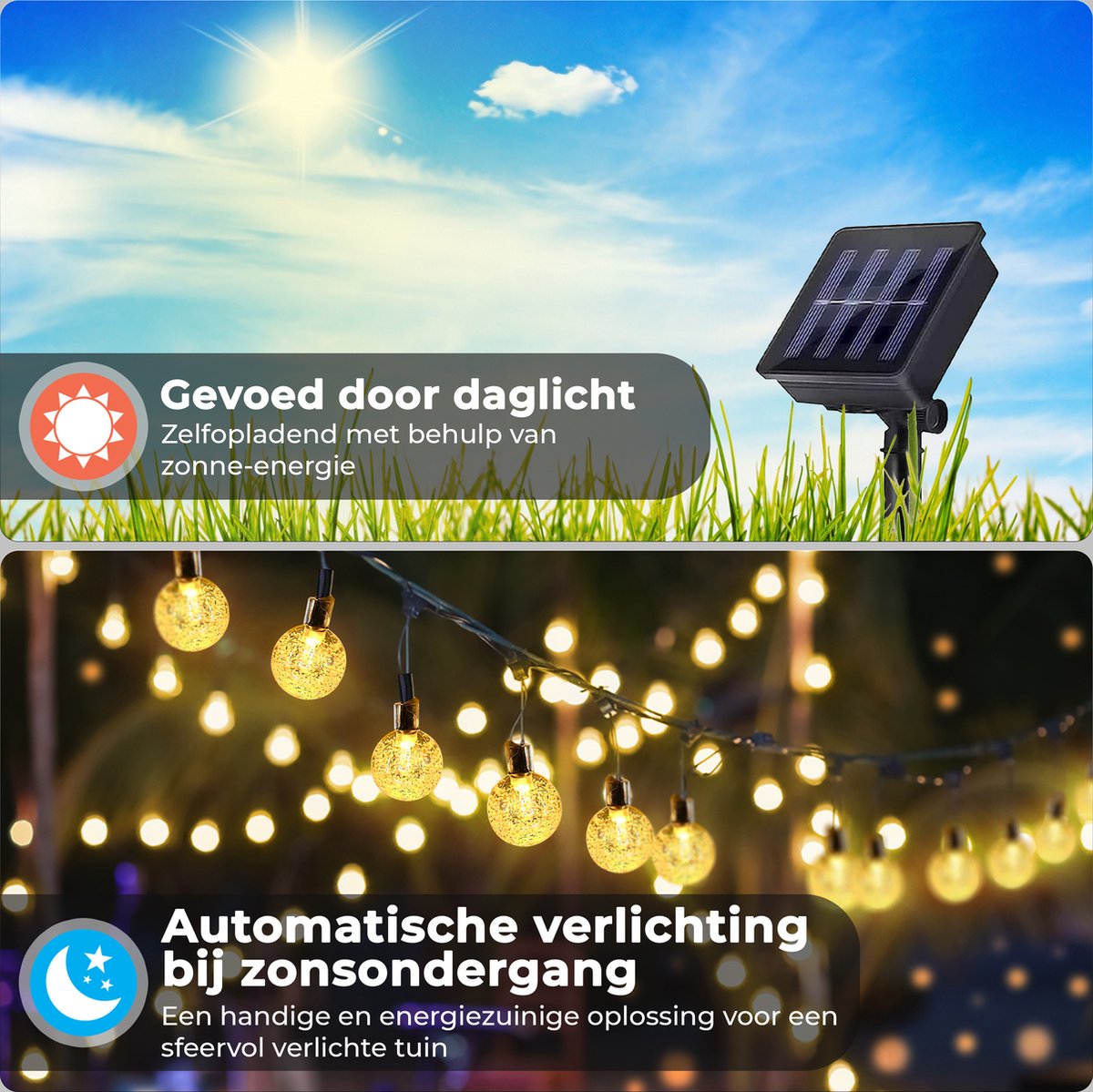 Yurda Solar Garden Lighting - Light Strings - 50 LED Lights + 9 Meters - Outdoor Christmas Lights - Solar Garden Lighting - Outdoor Garden Lighting YURDA