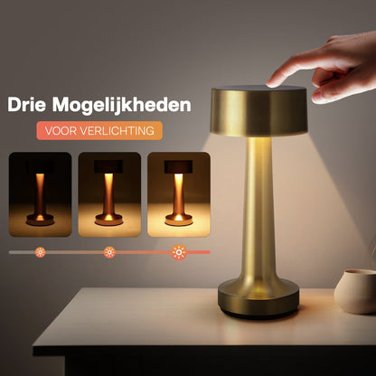 ✨ Yurda Luxe Premium Gouden Tafellamp – Touch Bediening met 3 Kleuren 🌟 | Elegante Nachtlamp voor Slaapkamer &amp; Woonkamer 🛋️ YURDA