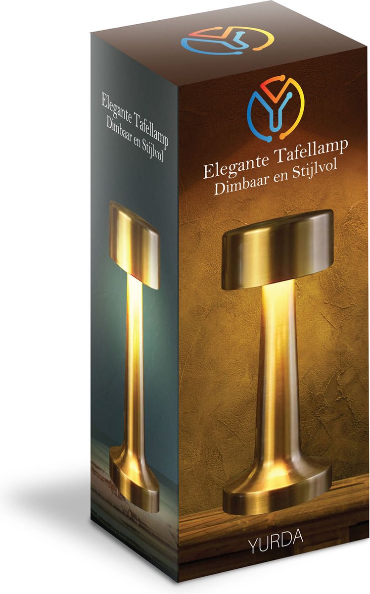 ✨ Yurda Luxe Premium Gouden Tafellamp – Touch Bediening met 3 Kleuren 🌟 | Elegante Nachtlamp voor Slaapkamer &amp; Woonkamer 🛋️ YURDA