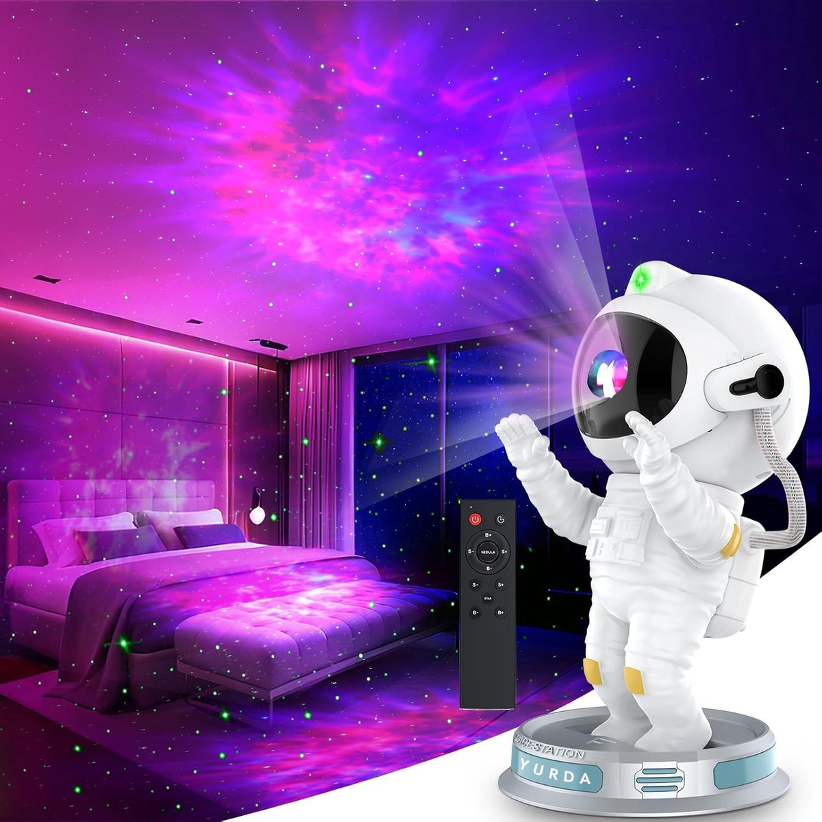 ✨ Originele Yurda Astronaut Projector – Creëer Uw Eigen Magische Sterrenhemel 🌌 | 360° Draaibare Galaxy Lamp met Verstelbare Kleuren 🌠 YURDA